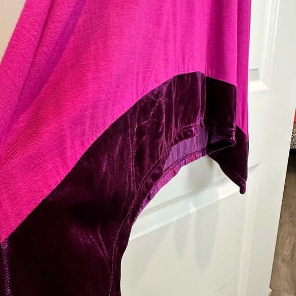 Ella Moss ruffle sleeveless fuschia pink with purple velvet trim top tunic - Picture 5 of 11